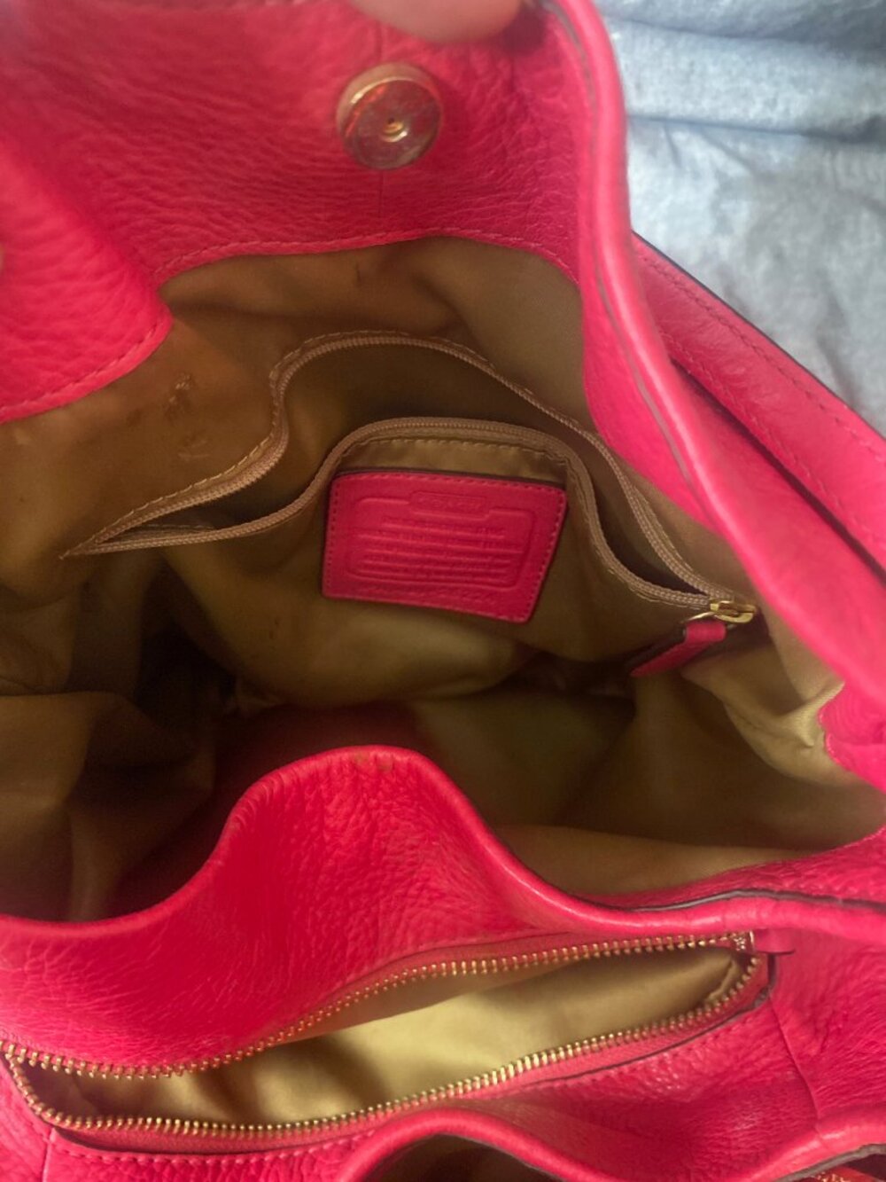 Coach Pink Pebbled Leather Shoulder Tote Handbag - Picture 4 of 6